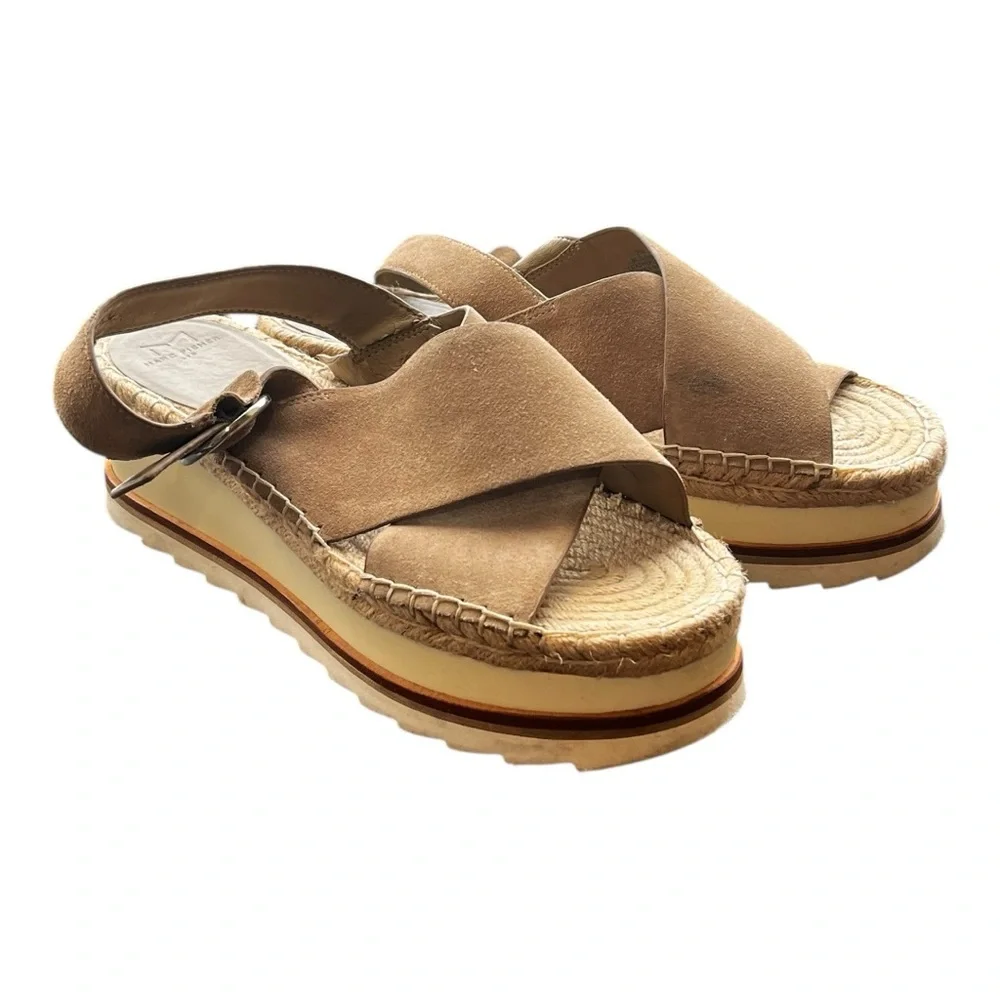 Marc‎ Fisher | LTD Glenna Platform Sandals in Gray Leather Suede Size 10